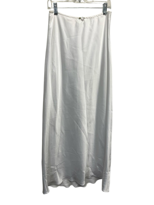 Nia Size S White polyester satin Rosette Applique Stretch Waist Slip Maxi Skirt White / S