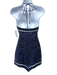 Staud Size xs / 2 Navy Blue & White Linen Dot Print Swirl Halter Tie Dress Navy Blue & White / xs / 2