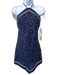 Staud Size xs / 2 Navy Blue & White Linen Dot Print Swirl Halter Tie Dress Navy Blue & White / xs / 2