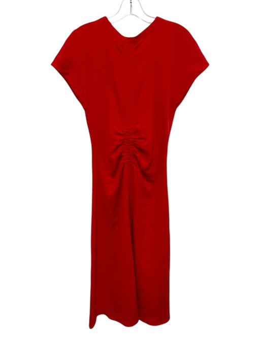 La Ligne Size 4 Red Triacetate & Polyester Cap Sleeve Ruched Front Zip Up Dress Red / 4