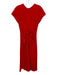 La Ligne Size 4 Red Triacetate & Polyester Cap Sleeve Ruched Front Zip Up Dress Red / 4