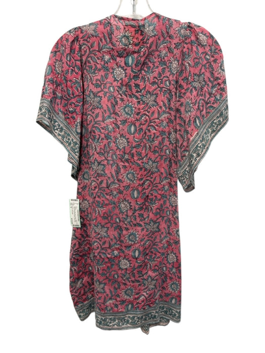 Bell by Alicia Bell Size S Pink, Blue, Gold Silk & Cotton Short Sleeve Dress Pink, Blue, Gold / S