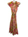 Bella Tu Size S Pink, Green, Multi Cotton Ruffle Cap Sleeve Abstract Print Dress Pink, Green, Multi / S