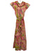 Bella Tu Size S Pink, Green, Multi Cotton Ruffle Cap Sleeve Abstract Print Dress Pink, Green, Multi / S