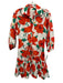 Cara Cara Size XS Red, Green, White Cotton Puff 1/2 Sleeve Floral Print Dress Red, Green, White / XS
