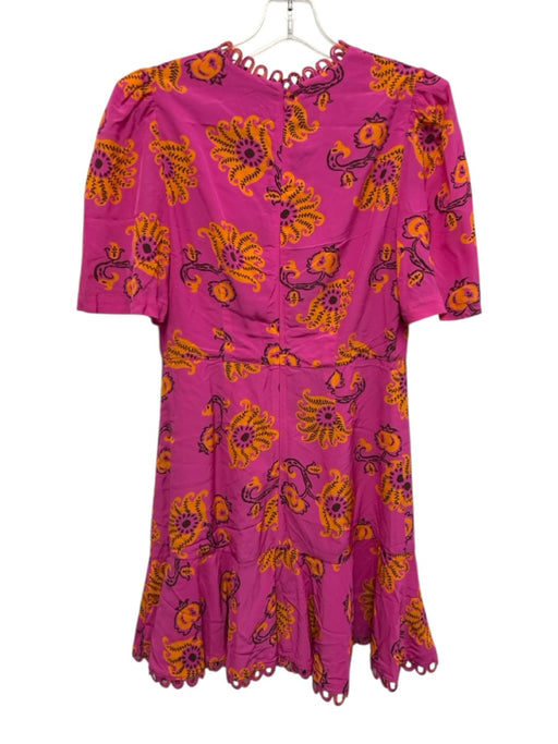 Rhode Size 4 Pink, Orange, Brown Viscose Short Puff Sleeve Floral Print Dress Pink, Orange, Brown / 4