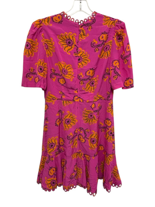 Rhode Size 4 Pink, Orange, Brown Viscose Short Puff Sleeve Floral Print Dress Pink, Orange, Brown / 4