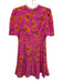 Rhode Size 4 Pink, Orange, Brown Viscose Short Puff Sleeve Floral Print Dress Pink, Orange, Brown / 4