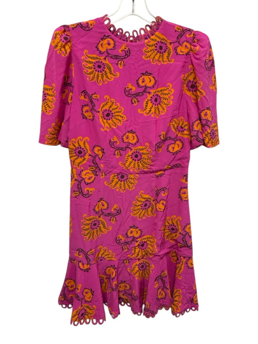 Rhode Size 4 Pink, Orange, Brown Viscose Short Puff Sleeve Floral Print Dress Pink, Orange, Brown / 4