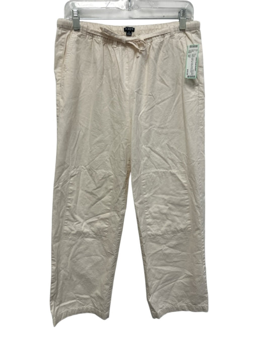 J Crew Size XS Cream Cotton & Linen Elastic Drawstring Waist Wide Leg Pants Cream / XS
