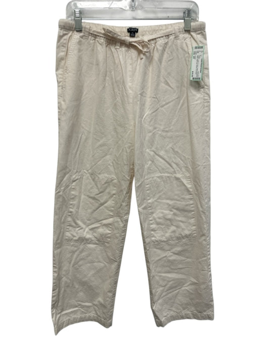 J Crew Size XS Cream Cotton & Linen Elastic Drawstring Waist Wide Leg Pants Cream / XS