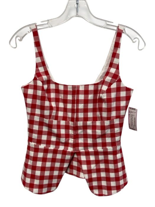 Hill House Size XS Red & White Cotton Sleeveless Gingham Peplum Corset Top Red & White / XS