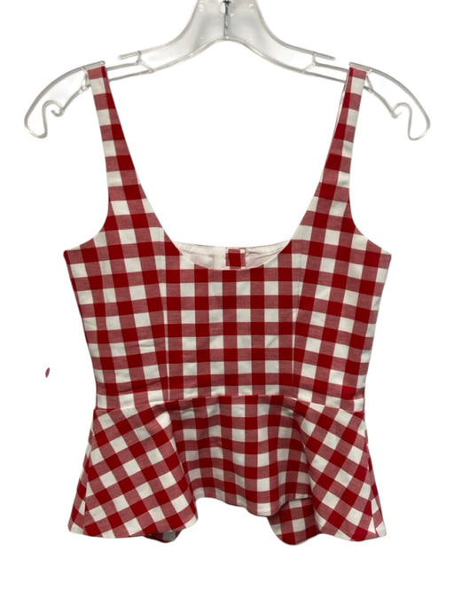 Hill House Size XS Red & White Cotton Sleeveless Gingham Peplum Corset Top Red & White / XS