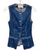 Meshki Size XS Dark Wash Cotton Denim Contrast Stitch Button Up Sleeveless Top Dark Wash / XS
