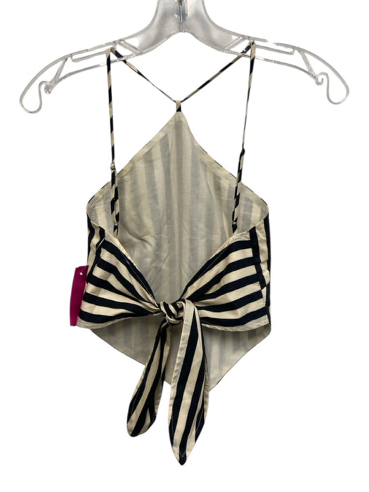 Simon Miller Size XS Black & White Cotton Blend High Neck Striped Tie Back Top Black & White / XS