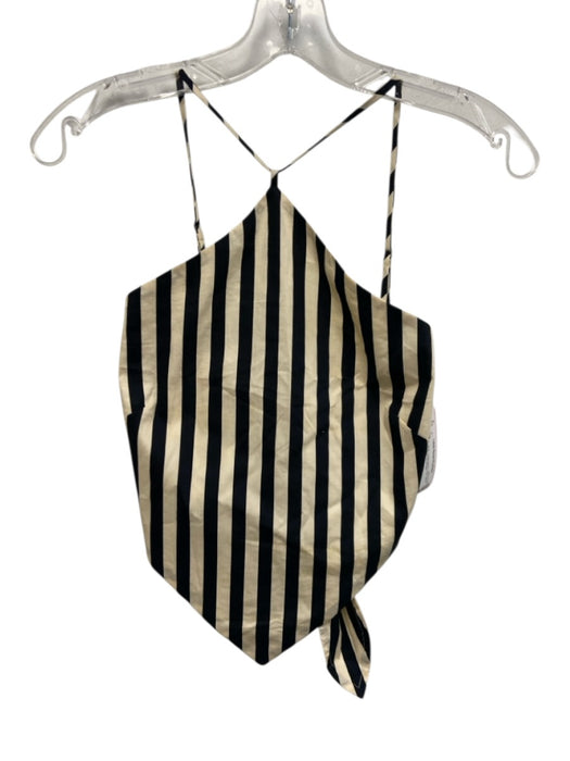 Simon Miller Size XS Black & White Cotton Blend High Neck Striped Tie Back Top Black & White / XS