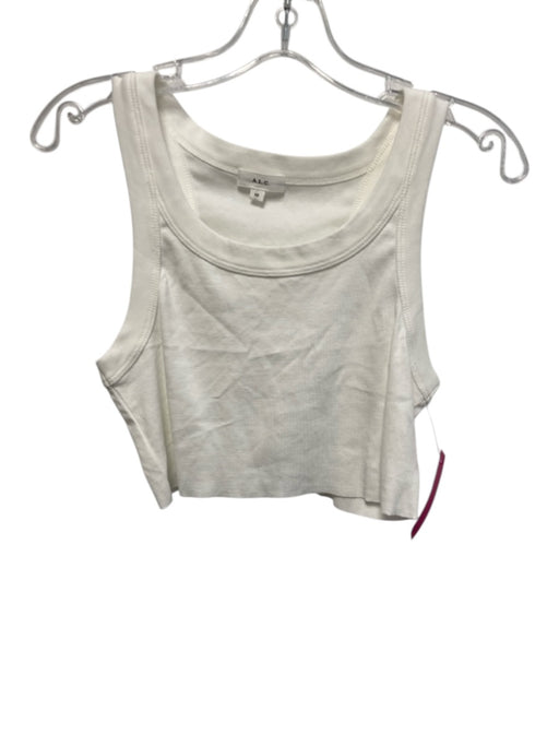 A.L.C. Size XS White Cotton Sleeveless Wide Neck Cropped Tank Top White / XS