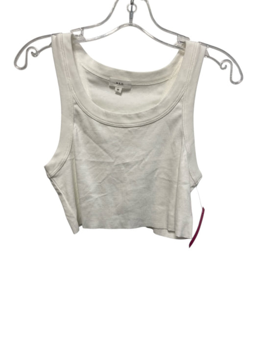 A.L.C. Size XS White Cotton Sleeveless Wide Neck Cropped Tank Top White / XS