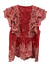 Ulla Johnson Size 4 Red & White Cotton Flutter Cap sleeve Eyelet Top Red & White / 4