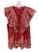 Ulla Johnson Size 4 Red & White Cotton Flutter Cap sleeve Eyelet Top Red & White / 4