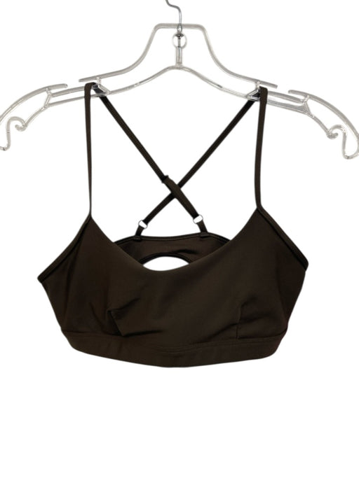 Alo Size M Brown Polyester Blend Criss Cross Back Keyhole Back Athletic Bra Brown / M