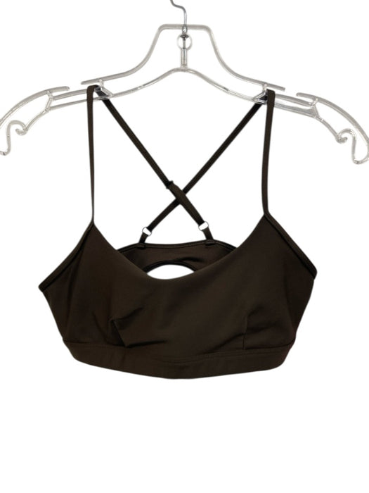 Alo Size M Brown Polyester Blend Criss Cross Back Keyhole Back Athletic Bra Brown / M