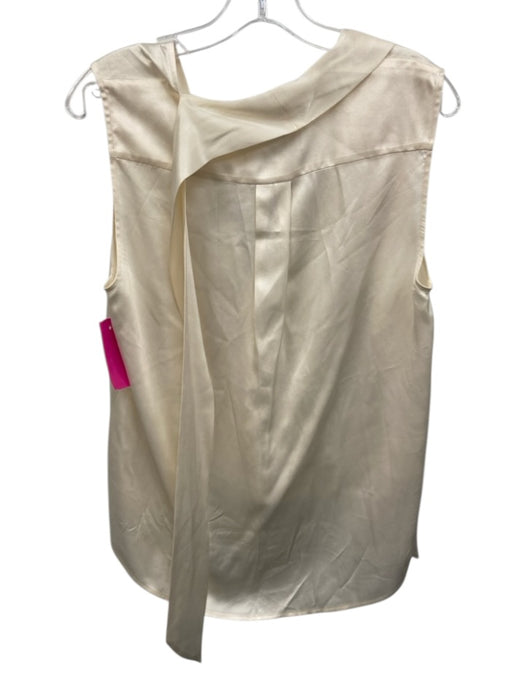 Michelle Mason Size 6 Ivory White Silk Sleeveless Cross Front Tie Neck Top Ivory White / 6