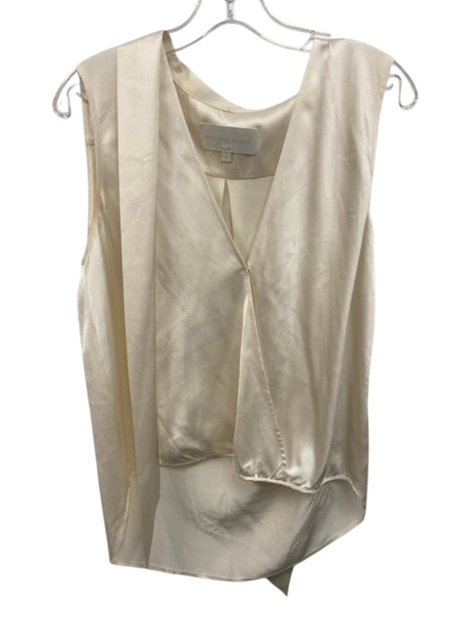 Michelle Mason Size 6 Ivory White Silk Sleeveless Cross Front Tie Neck Top Ivory White / 6