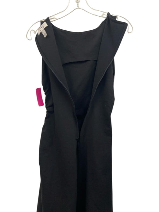 COS Size S Black Cotton Blend Sleeveless Cinch Detail Midi Dress Black / S
