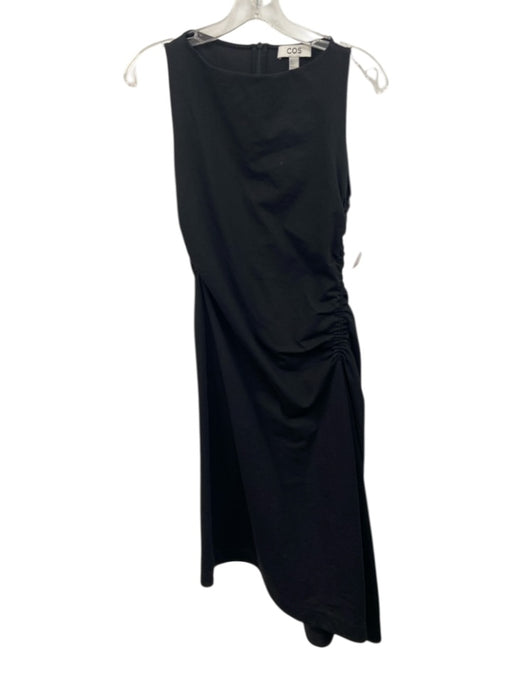 COS Size S Black Cotton Blend Sleeveless Cinch Detail Midi Dress Black / S
