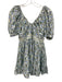 Agua by Agua Bendita Size M Blue, Green, White Cotton Balloon Half Sleeve Dress Blue, Green, White / M