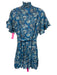 Mille Resort & Travel Size XS Blue & White Cotton Half Sleeve Floral Mini Dress Blue & White / XS