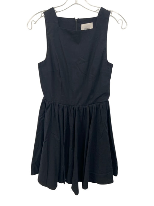 Reformation Size 0 Black Cotton Sleeveless High Neck A Line Mini Dress Black / 0