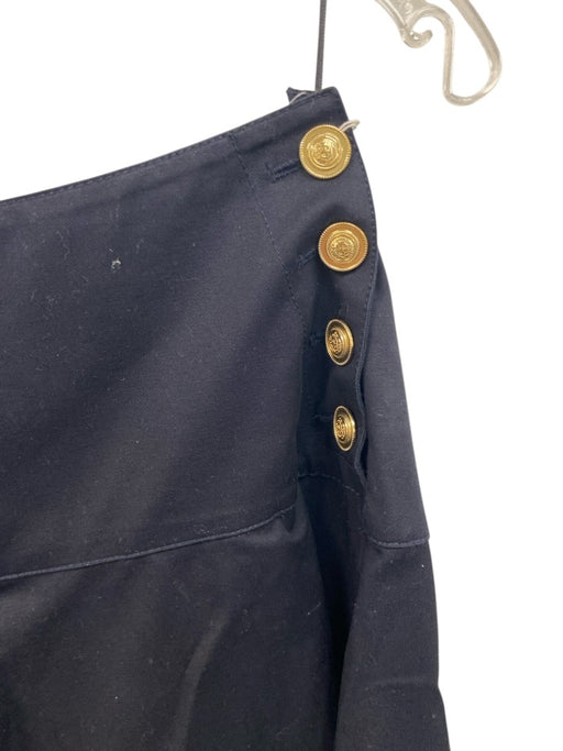 Zara Size M Navy blue & gold Cotton High Rise Sailor Buttons Pleated Midi Skirt Navy blue & gold / M
