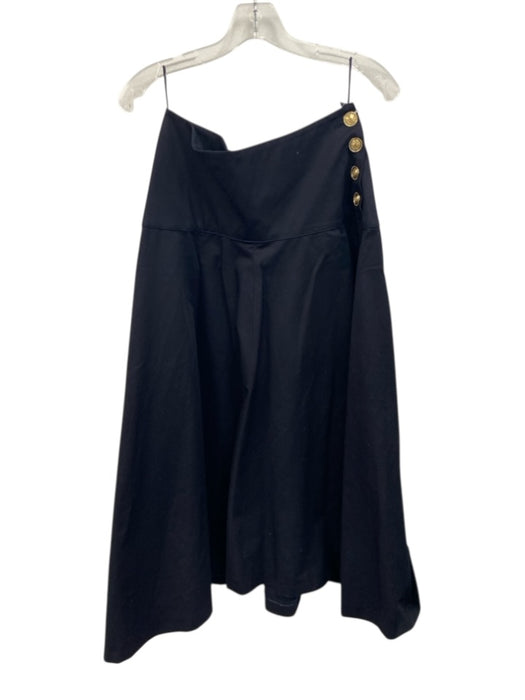 Zara Size M Navy blue & gold Cotton High Rise Sailor Buttons Pleated Midi Skirt Navy blue & gold / M