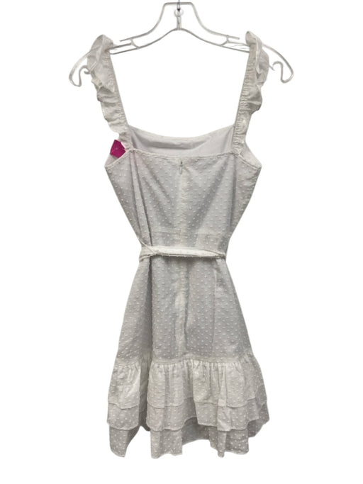 Willa Story Size XS White Cotton Sleeveless Swiss Dot Ruffle Hem Back Zip Dress White / XS