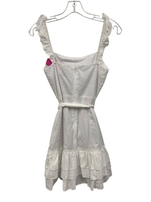 Willa Story Size XS White Cotton Sleeveless Swiss Dot Ruffle Hem Back Zip Dress White / XS