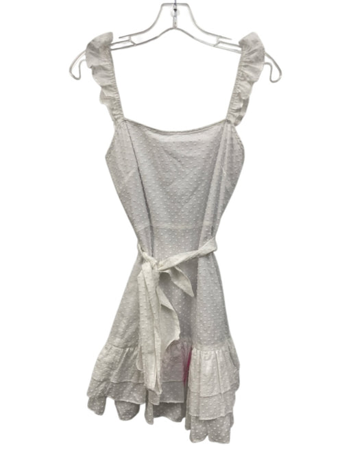 Willa Story Size XS White Cotton Sleeveless Swiss Dot Ruffle Hem Back Zip Dress White / XS