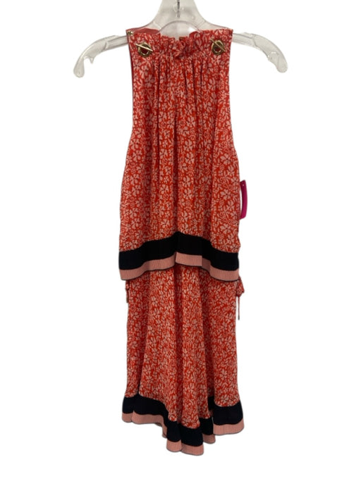 Derek Lam 10 Crosby Size 2 Red, Pink & Black Silk Abstract Floral Blouson Dress Red, Pink & Black / 2