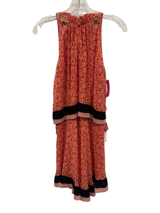 Derek Lam 10 Crosby Size 2 Red, Pink & Black Silk Abstract Floral Blouson Dress Red, Pink & Black / 2