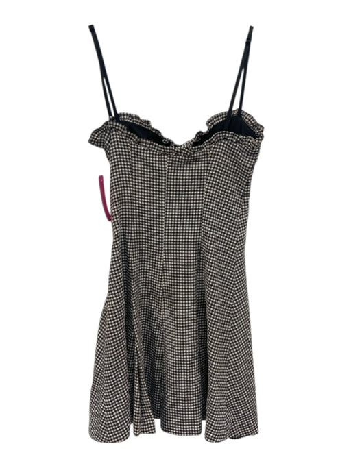 Zara Size XS Black & White Polyester Blend Gingham Spaghetti Strap godet Dress Black & White / XS