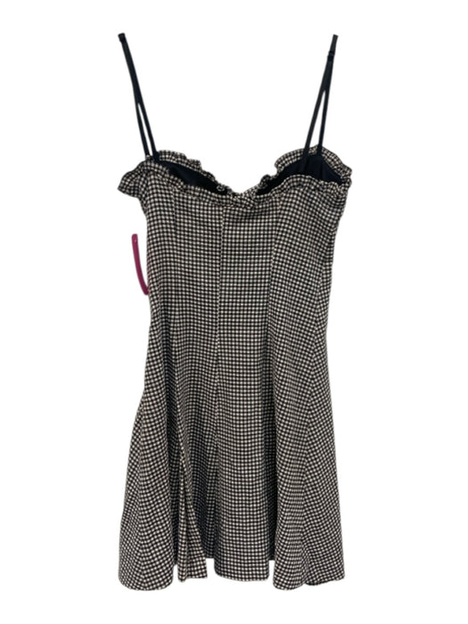 Zara Size XS Black & White Polyester Blend Gingham Spaghetti Strap godet Dress Black & White / XS