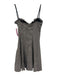 Zara Size XS Black & White Polyester Blend Gingham Spaghetti Strap godet Dress Black & White / XS