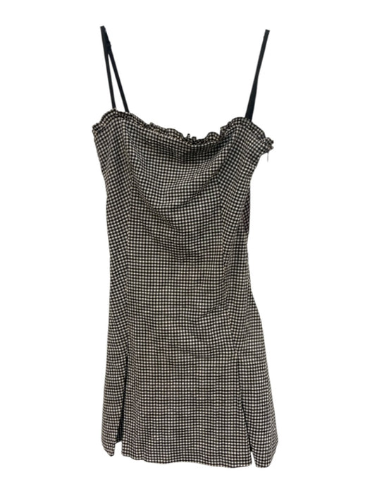 Zara Size XS Black & White Polyester Blend Gingham Spaghetti Strap godet Dress Black & White / XS