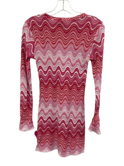 MC2 Saint Barth Size S Pink & Red Polyester Blend Metallic Thread Wavy Dress Pink & Red / S