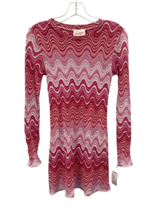 MC2 Saint Barth Size S Pink & Red Polyester Blend Metallic Thread Wavy Dress Pink & Red / S