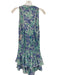 Poupette St. Barth Size M White, Blue & Teal Viscose Sleeveless V Neck Dress White, Blue & Teal / M