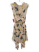 Self-Portrait Size 4 Beige, Black & Teal Polyester Abstract Floral Dress Beige, Black & Teal / 4