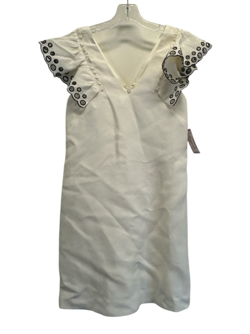 J Crew Collection Size 0 Cream White & Black Lyocell blend Eyelet V Neck Dress Cream White & Black / 0