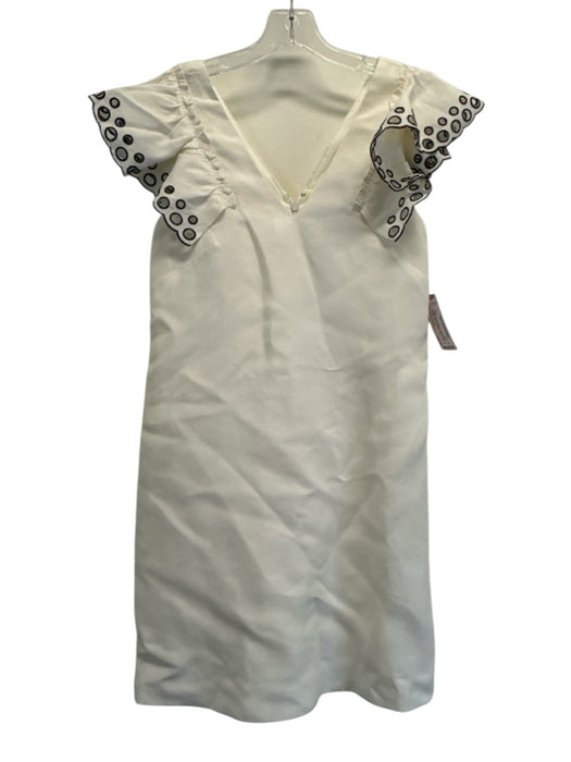 J Crew Collection Size 0 Cream White & Black Lyocell blend Eyelet V Neck Dress Cream White & Black / 0